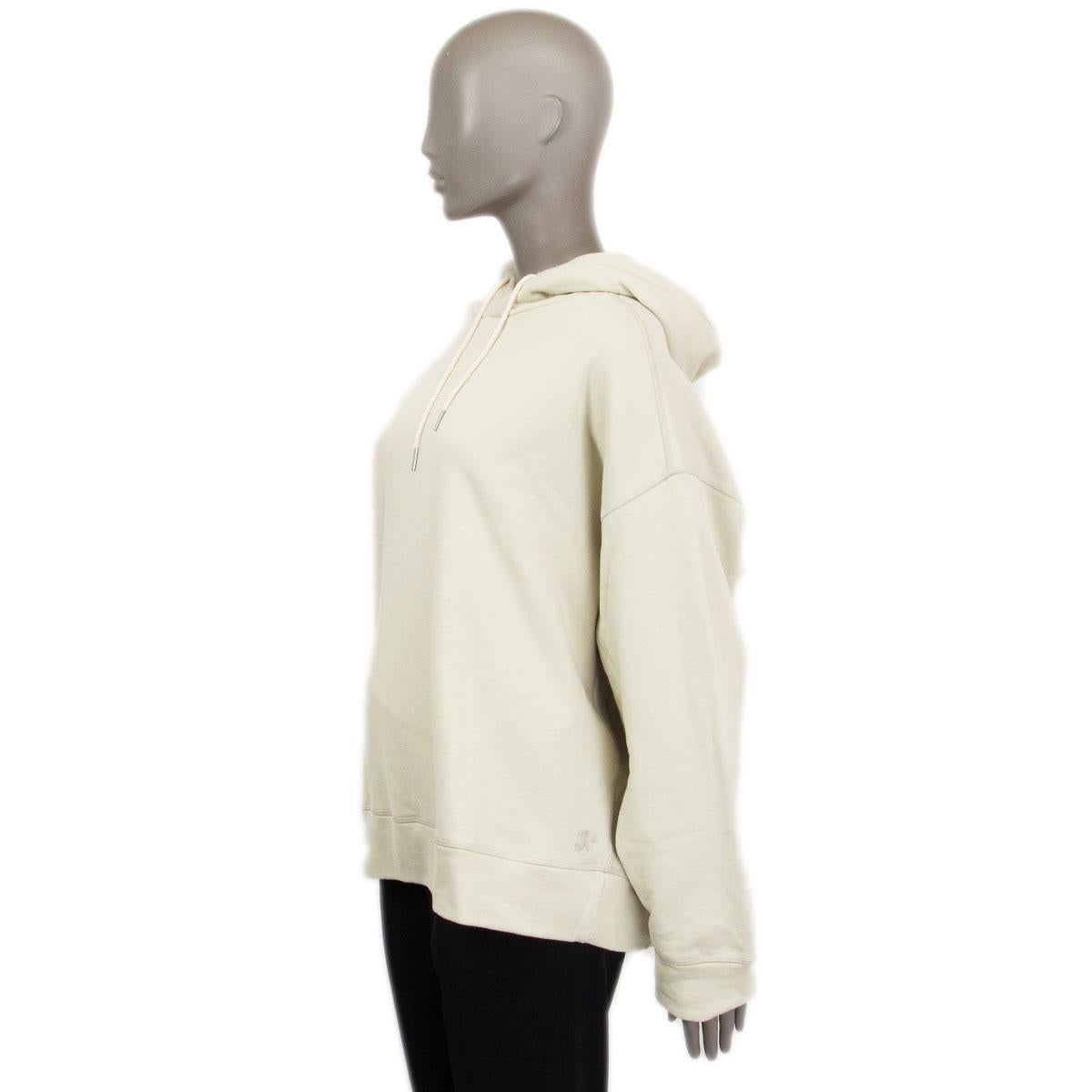 Women's JIL SANDER beige cotton HOODED Sweatshirt Sweater L For Sale