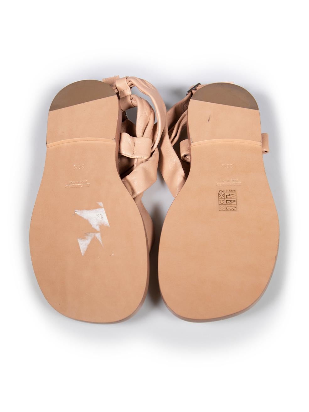 Jil Sander Beige Leder Crossover-Sandalen mit Riemen Größe IT 38,5 Damen im Angebot