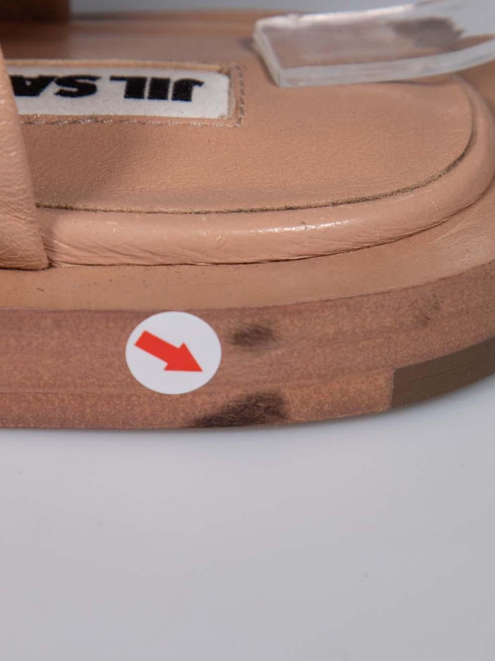 Jil Sander Beige Leather Crossover Strap Sandals Size IT 38.5 For Sale 2