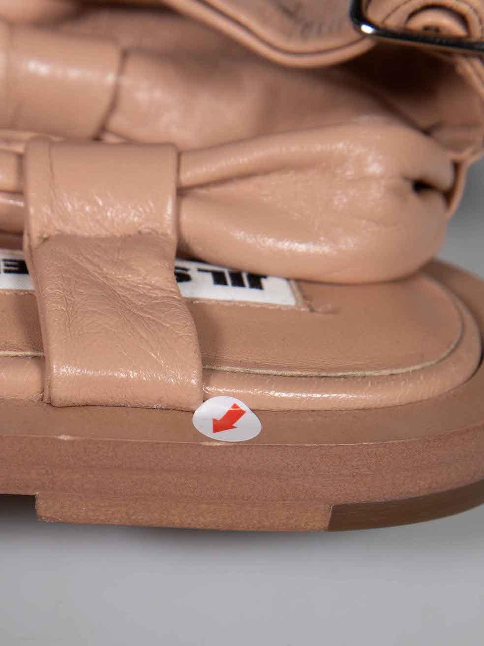 Jil Sander Beige Leather Crossover Strap Sandals Size IT 38.5 For Sale 5