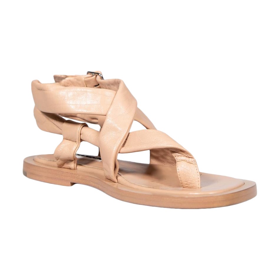 Jil Sander - Sandales à lanières croisées en cuir beige, taille IT 38,5