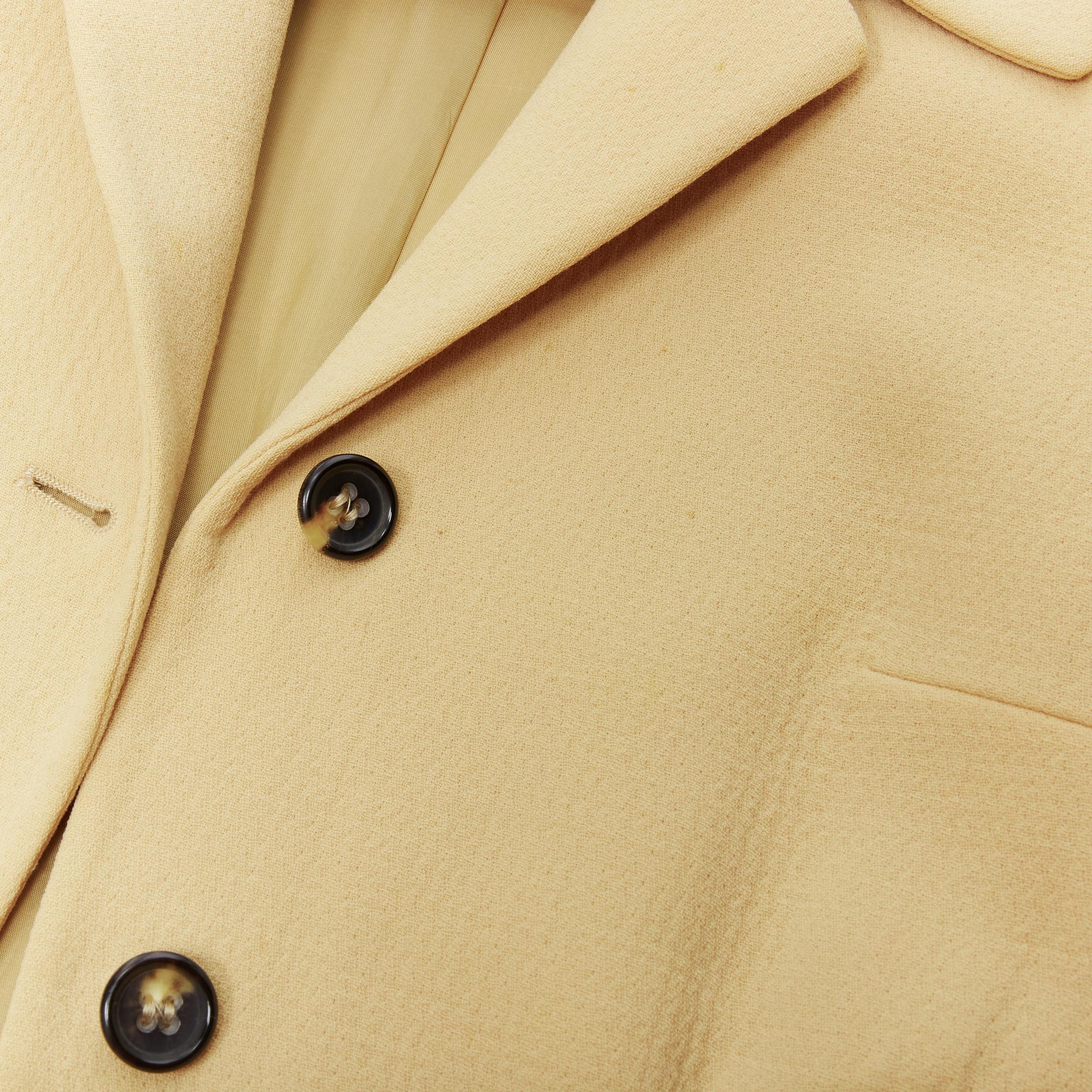 JIL SANDER beige pure wool crepe button contour dart jacket FR36 S 
Reference: AEMA/A00085 
Brand: Jil Sander 
Material: Wool 
Color: Beige 
Pattern: Solid 
Closure: Button 
Extra Detail: Padded shoulder. Spread collar. Button front. Double bust