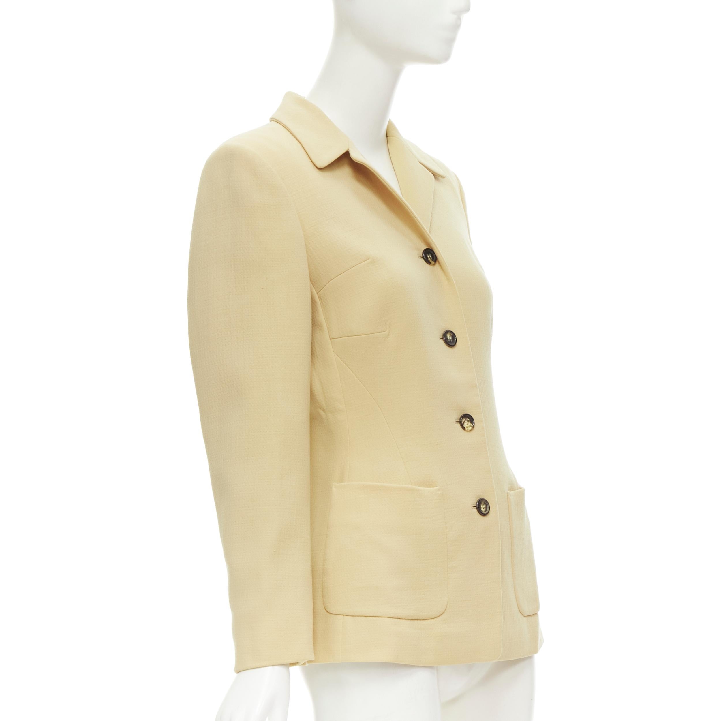 Beige JIL SANDER beige pure wool crepe button contour dart jacket FR36 S
