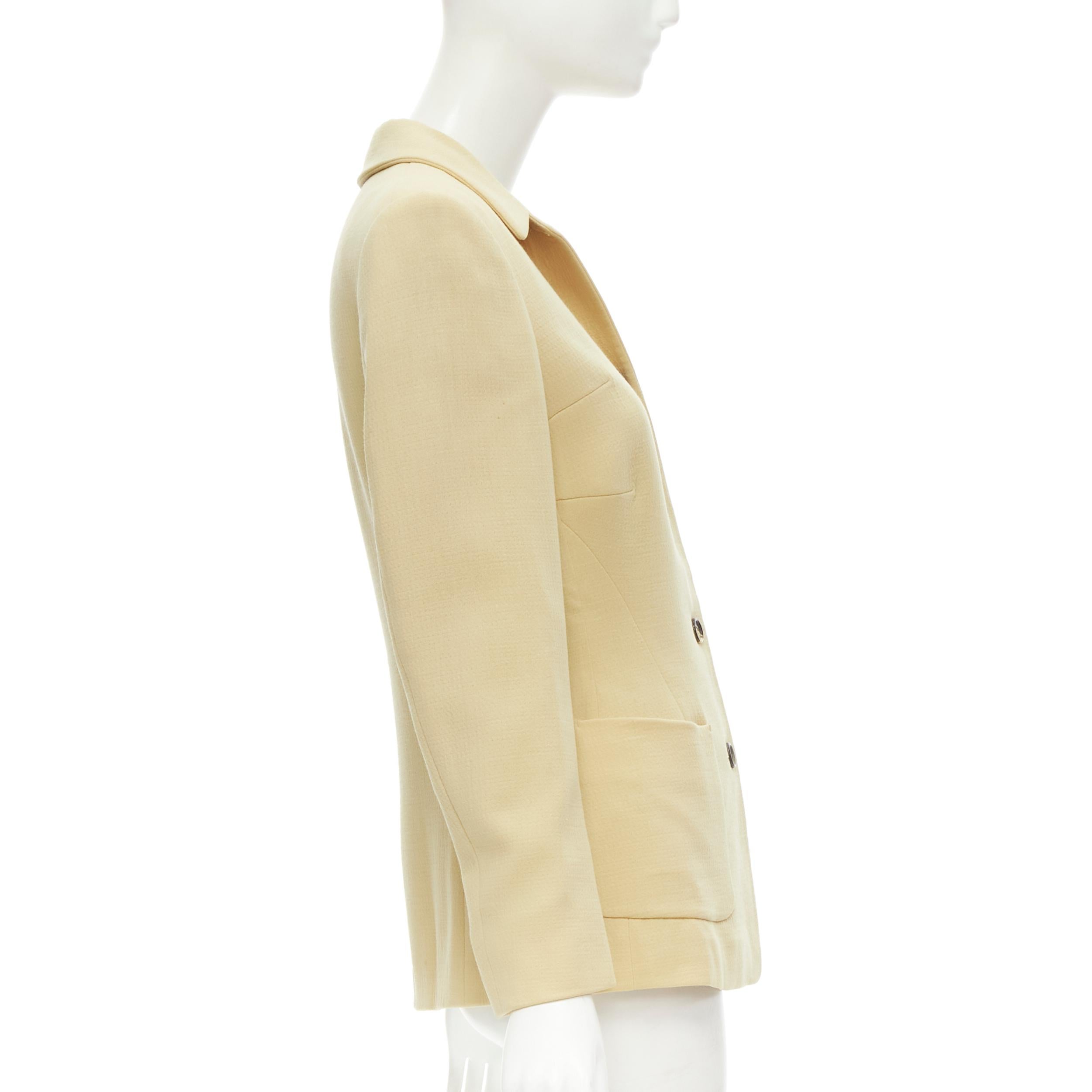JIL SANDER beige pure wool crepe button contour dart jacket FR36 S In Good Condition In Hong Kong, NT