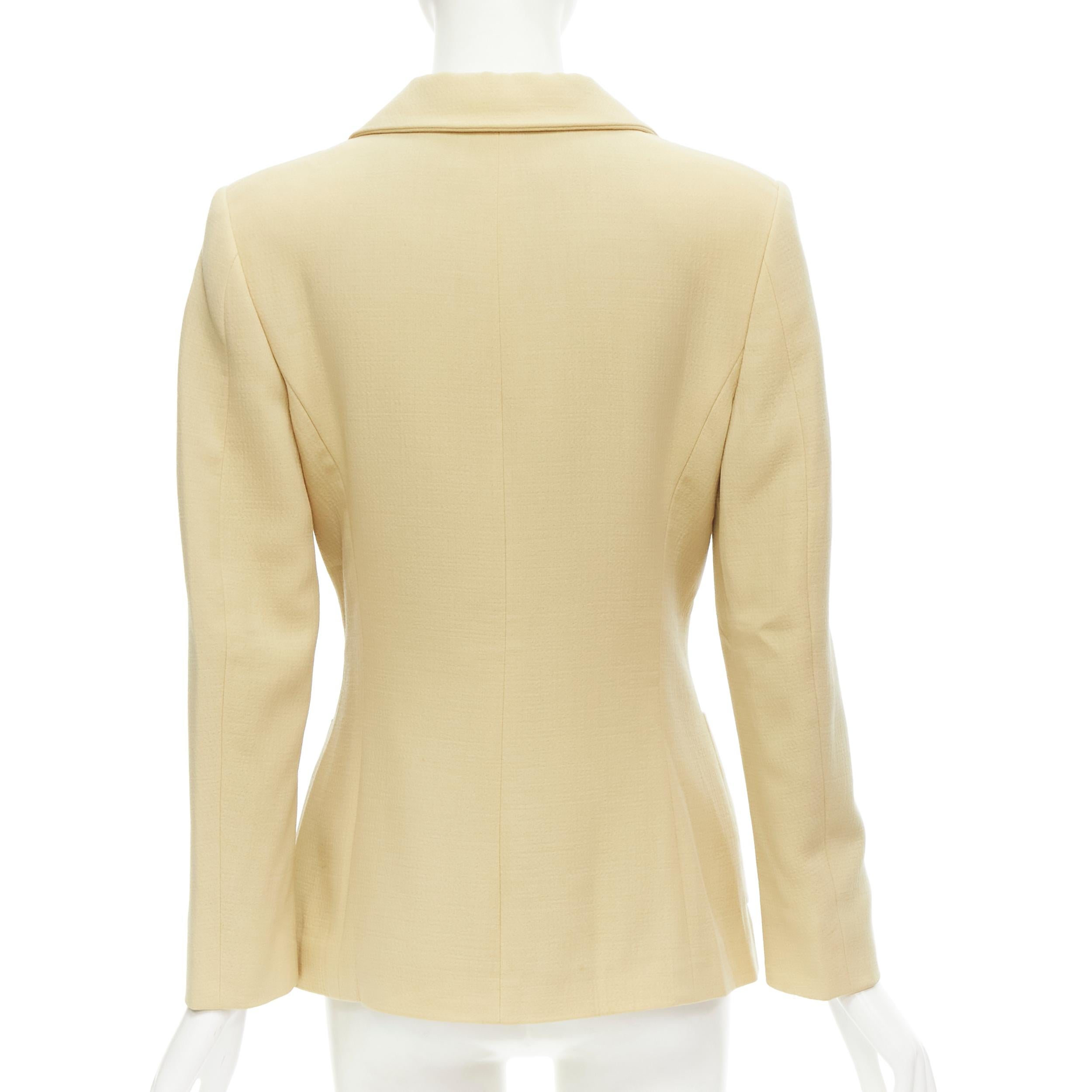 Women's JIL SANDER beige pure wool crepe button contour dart jacket FR36 S
