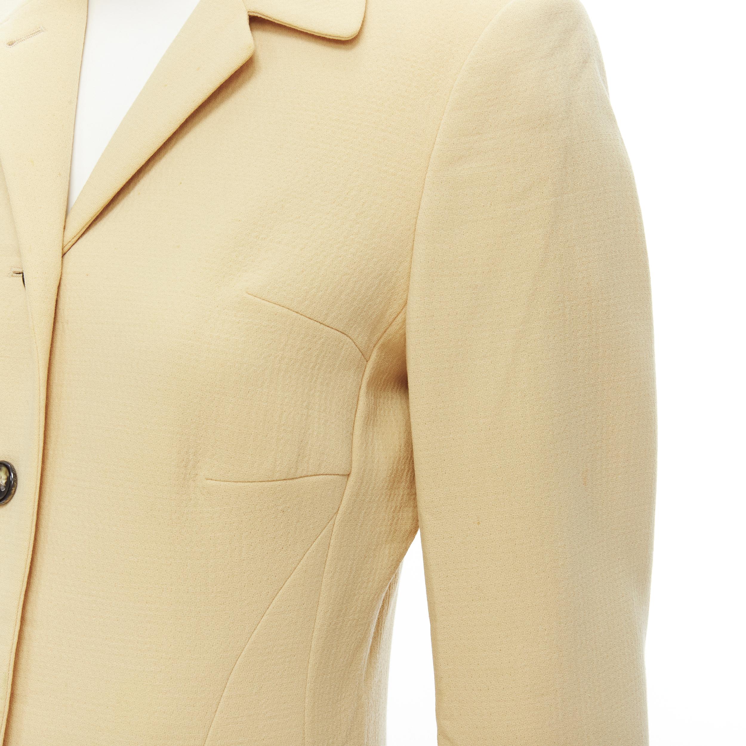 JIL SANDER beige pure wool crepe button contour dart jacket FR36 S 2