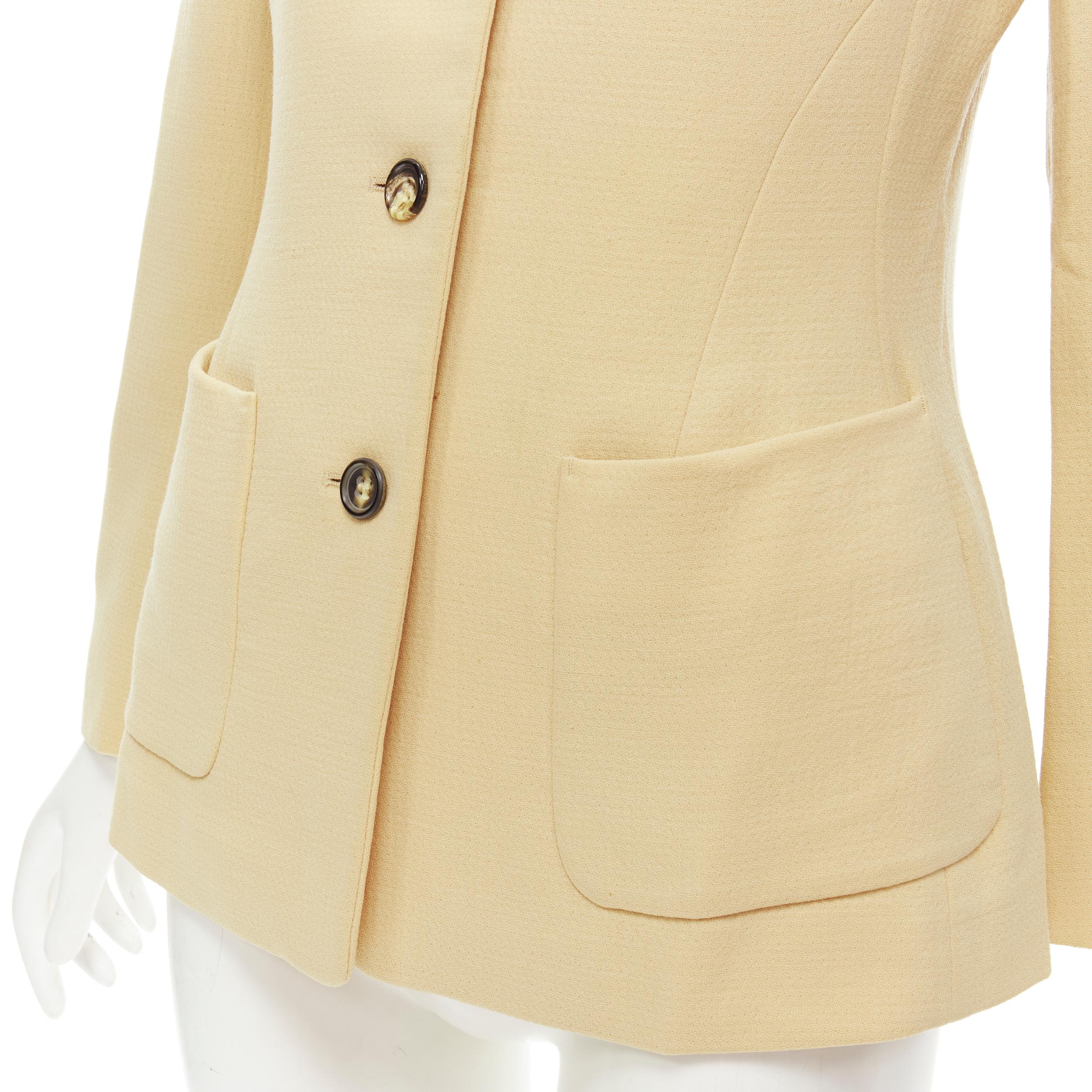 JIL SANDER beige pure wool crepe button contour dart jacket FR36 S 3