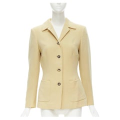 JIL SANDER beige pure wool crepe button contour dart jacket FR36 S