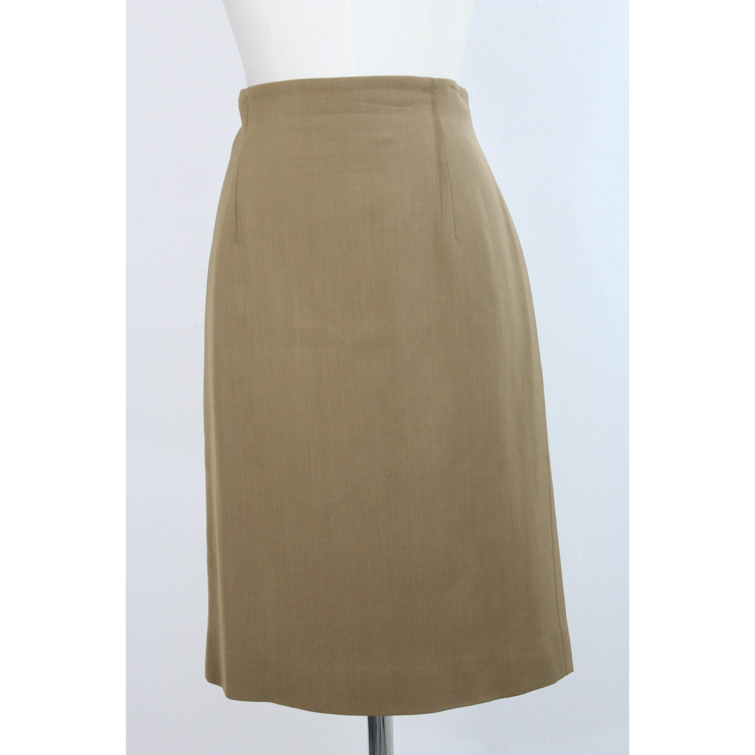 Jil Sander Beige Silk Cashmere Classic Suit Skirt For Sale 1