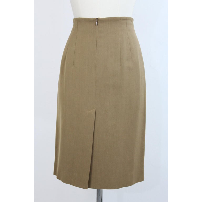 Jil Sander Beige Silk Cashmere Classic Suit Skirt For Sale at 1stDibs