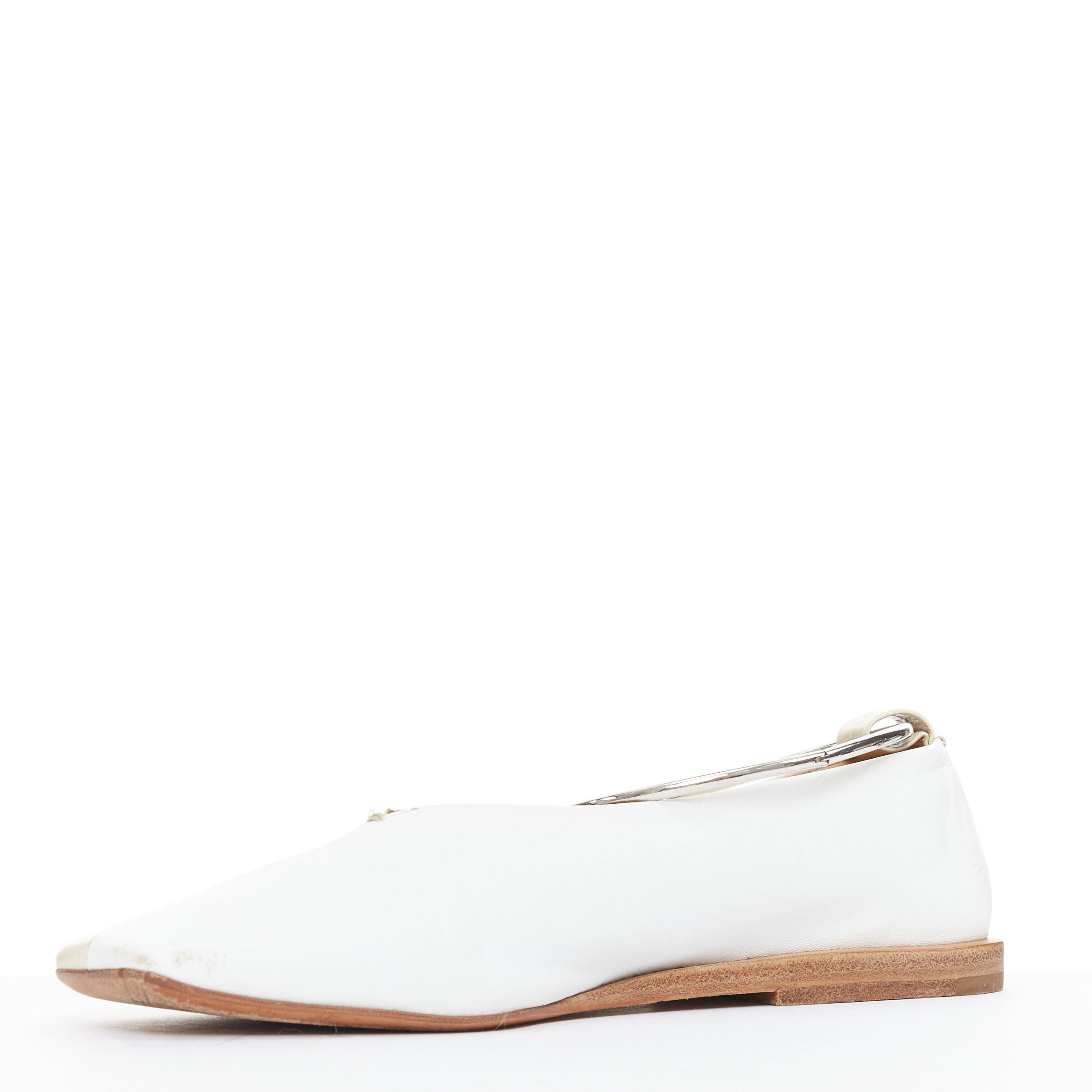 JIL SANDER Bailarinas con anilla en el tobillo de cuero beige blanco bicolor EU35 Beige en venta