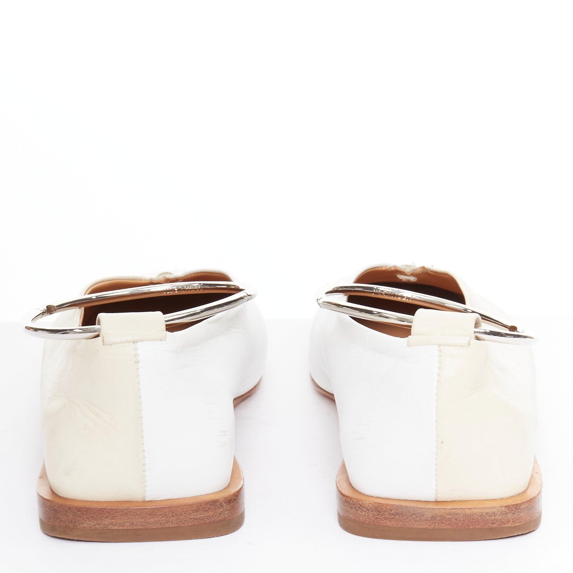 JIL SANDER Bailarinas con anilla en el tobillo de cuero beige blanco bicolor EU35 en Bastante bueno estado para la venta en Hong Kong, NT