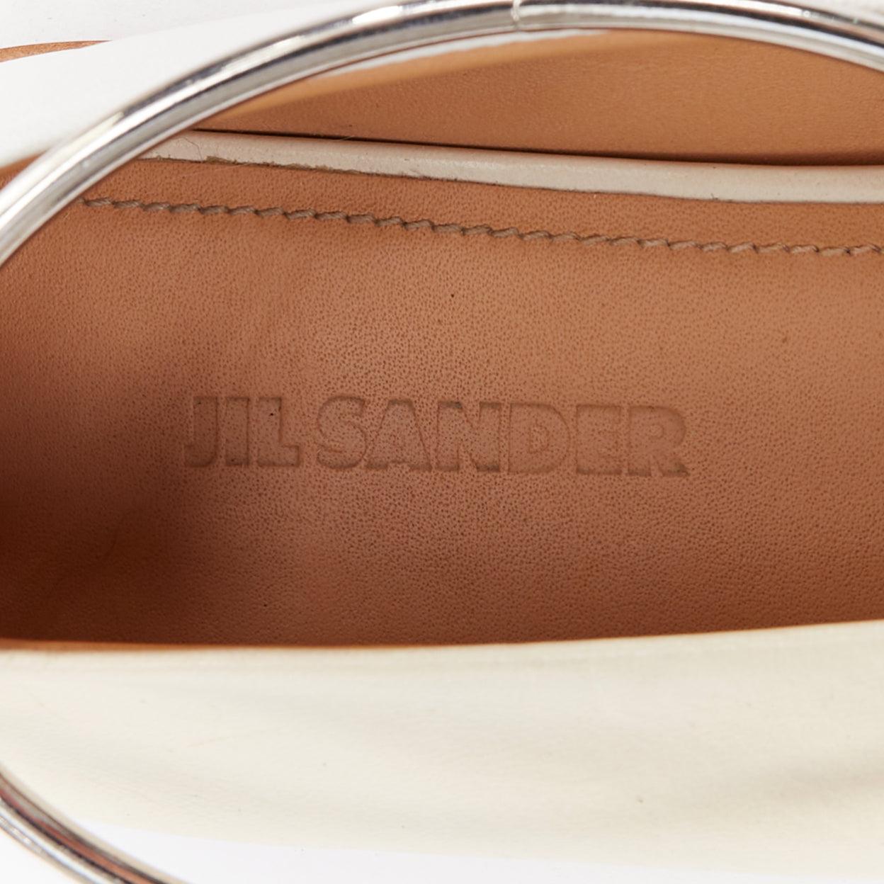 JIL SANDER Bailarinas con anilla en el tobillo de cuero beige blanco bicolor EU35 en venta 1