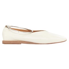 JIL SANDER Bailarinas con anilla en el tobillo de cuero beige blanco bicolor EU35