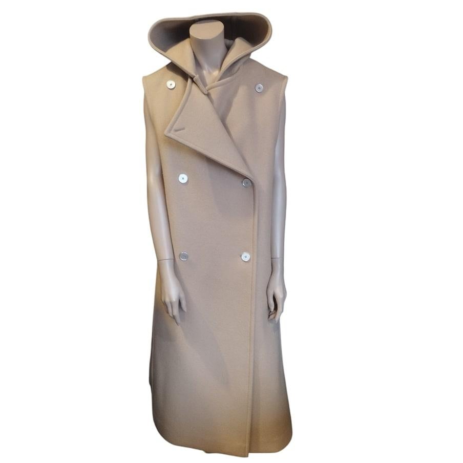 Jil Sander Beige Wool Sleeveless Coat S For Sale 7