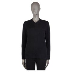 JIL SANDER black BRAID KNIT V-NECK Sweater 36 S