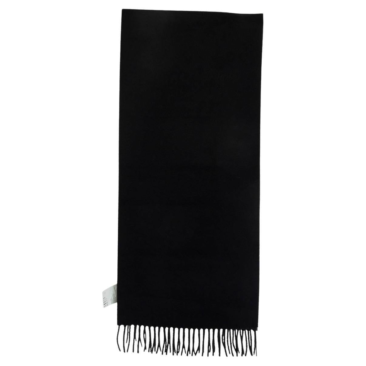 JIL SANDER black cashmere FRINGED Muffler Scarf For Sale