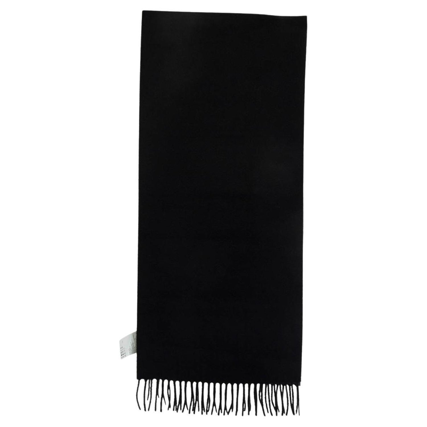 JIL SANDER black cashmere FRINGED Muffler Scarf For Sale at 1stDibs