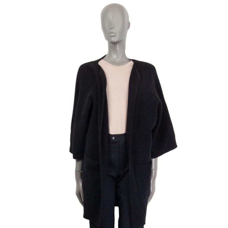 JIL SANDER black cashmere OVERSIZED OPEN SHORT SLEEVE Cardigan Sweater 36 S  For Sale at 1stDibs