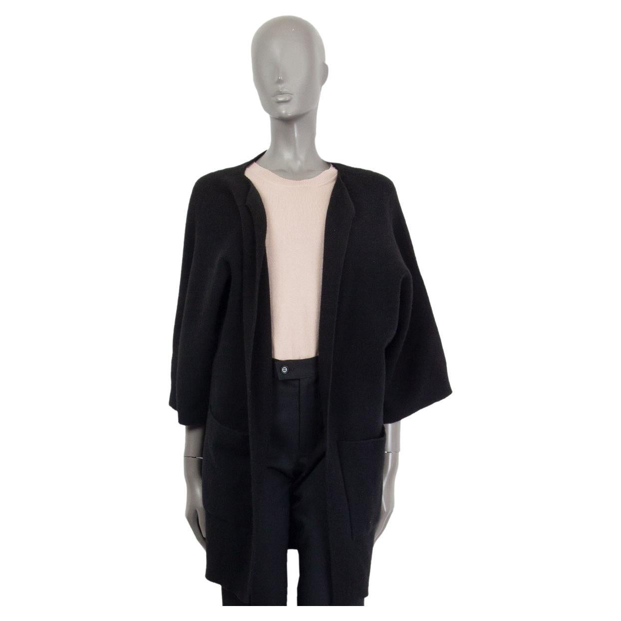 JIL SANDER black cashmere OVERSIZED OPEN SHORT SLEEVE Cardigan Sweater 36 S