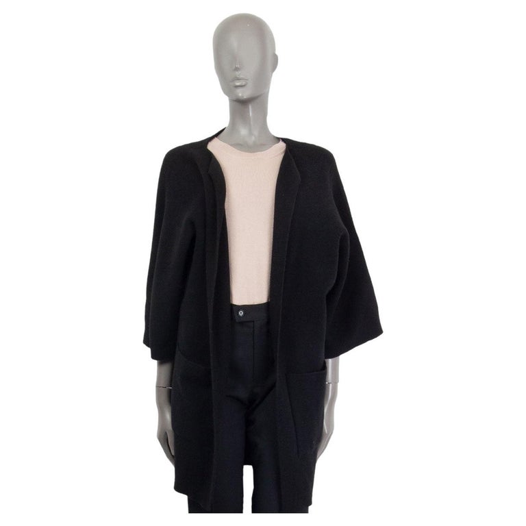 JIL SANDER black cashmere OVERSIZED OPEN SHORT SLEEVE Cardigan Sweater 36 S  For Sale at 1stDibs