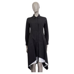 JIL SANDER Schwarzes langärmeliges LONG SLEEVE SHIRT-Kleid aus Baumwolle 38 M
