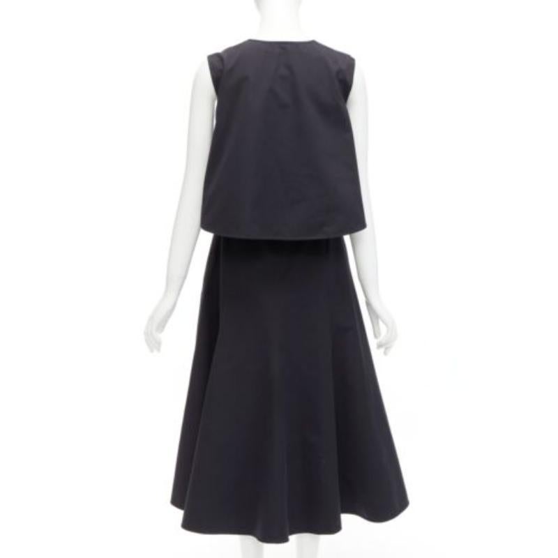 JIL SANDER black cotton silk cape back cut out V-neck Aline midi dress FR32 XXS In Good Condition For Sale In Hong Kong, NT