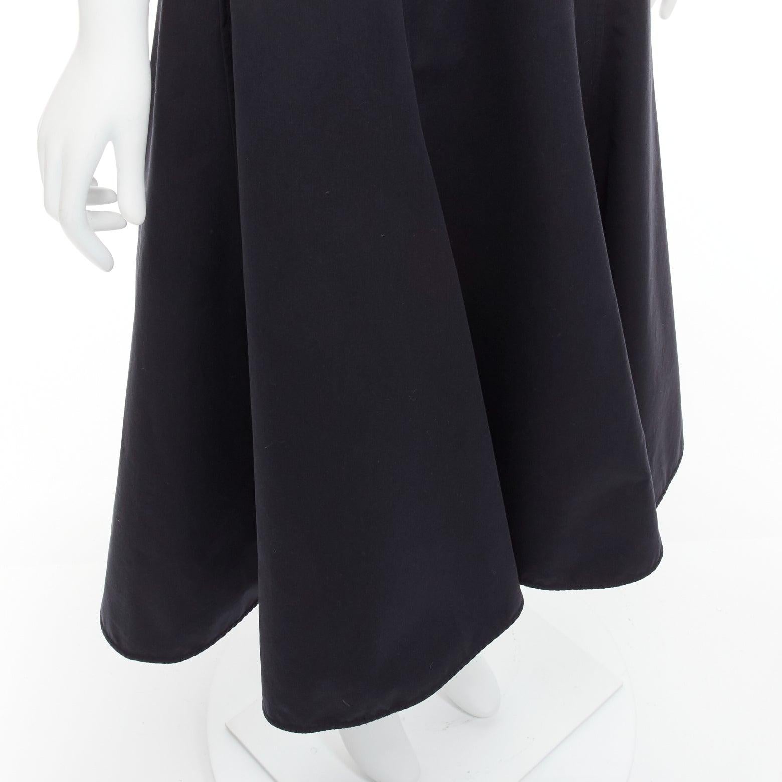 JIL SANDER black cotton silk cape back cut out V-neck Aline midi dress FR32 XXS For Sale 3