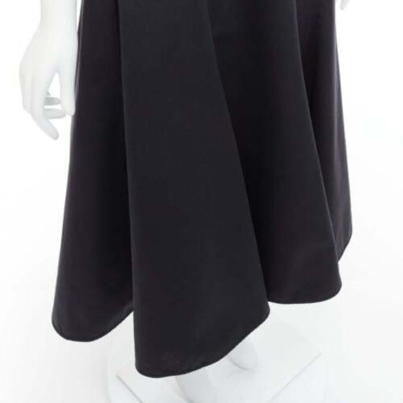 JIL SANDER black cotton silk cape back cut out V-neck Aline midi dress FR32 XXS For Sale 2