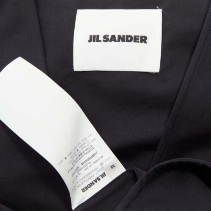 JIL SANDER black cotton silk cape back cut out V-neck Aline midi dress FR32 XXS For Sale 3