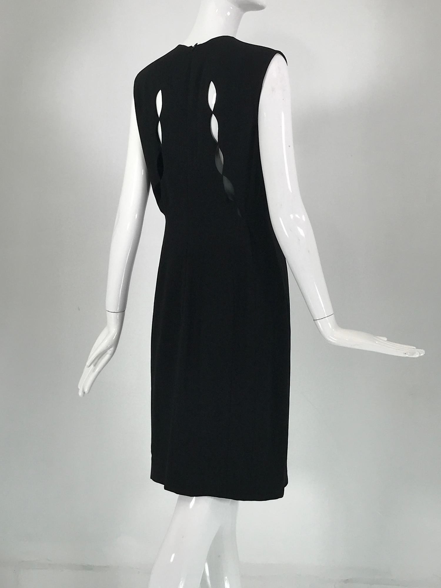 Women's Jil Sander Black Crepe Sheath Dress with Peek A Boo Back 