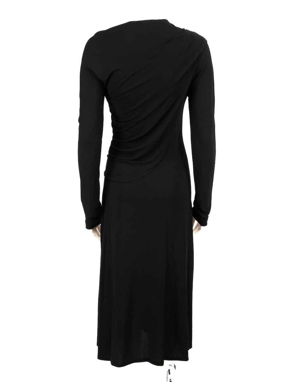 Jil Sander Black Drape Accent Midi Dress Size L In Good Condition For Sale In London, GB