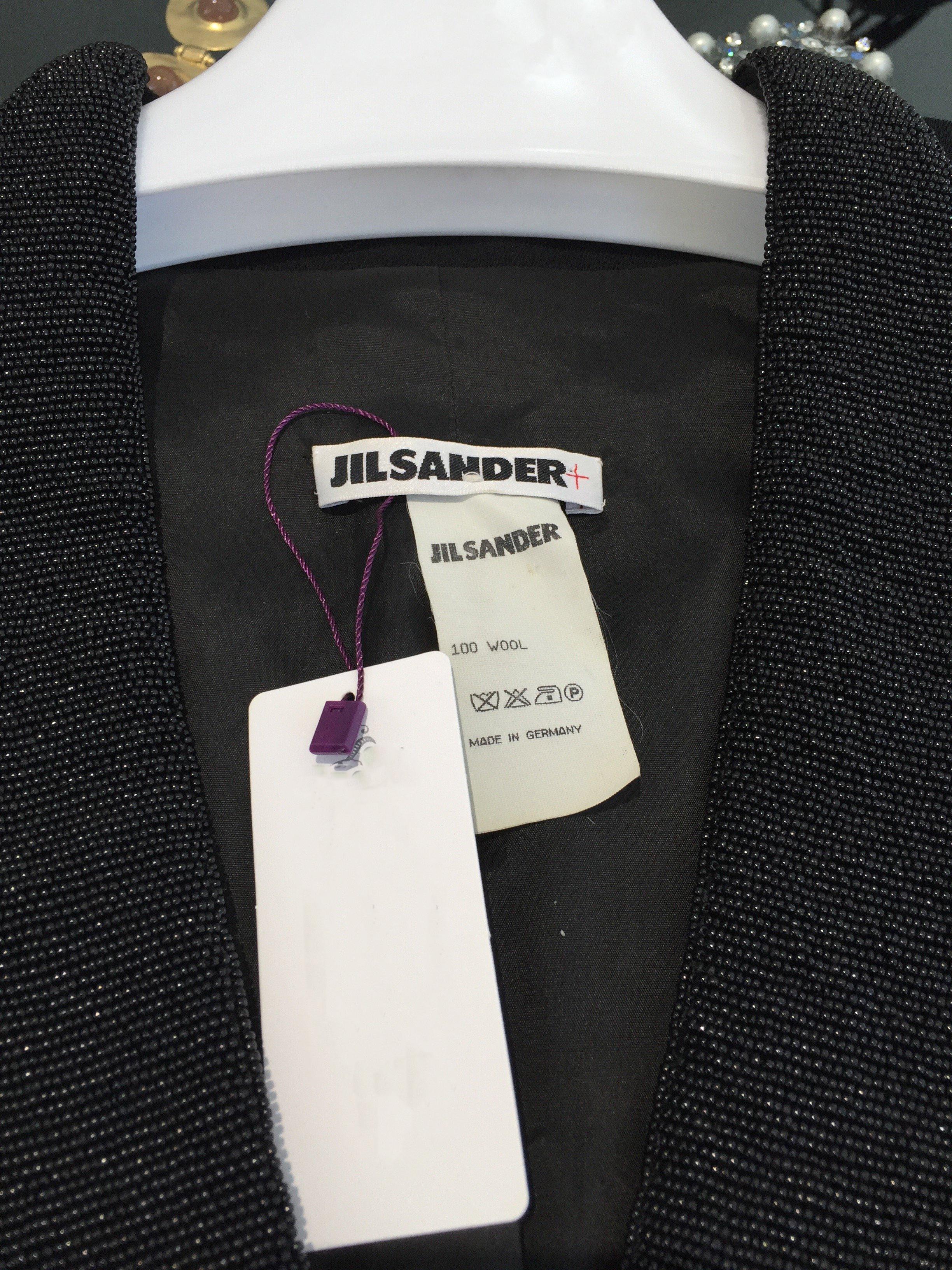 Jil Sander black embroidered beaded crop top For Sale 1