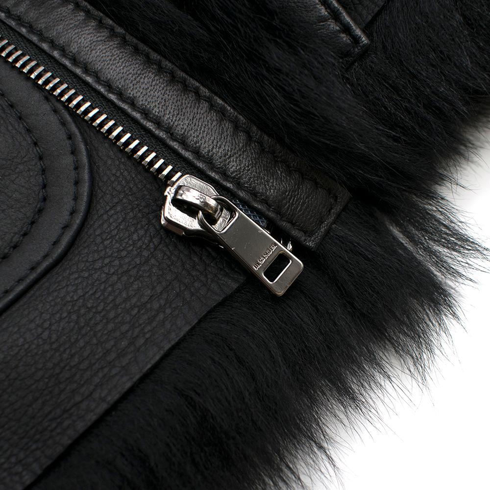 Jil Sander Black Fur Lined Leather Jacket 36 XS For Sale 1