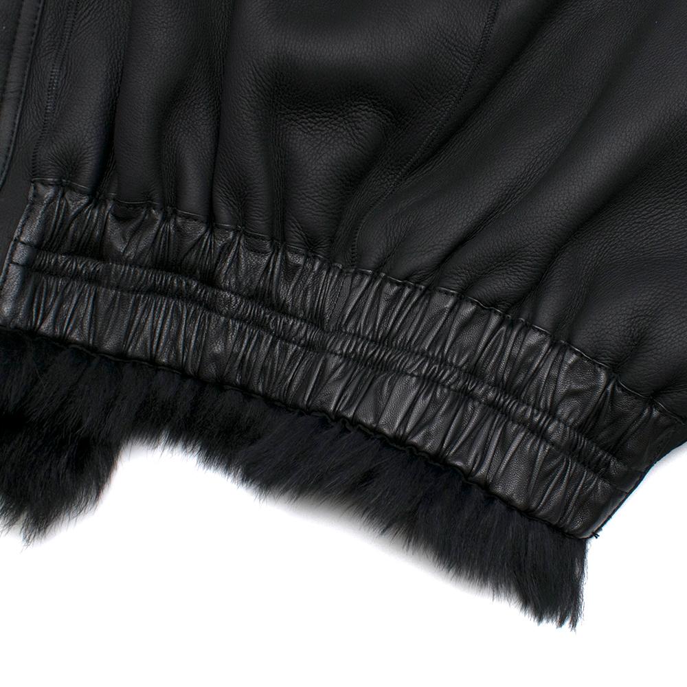 Jil Sander Black Fur Lined Leather Jacket 36 XS For Sale 2