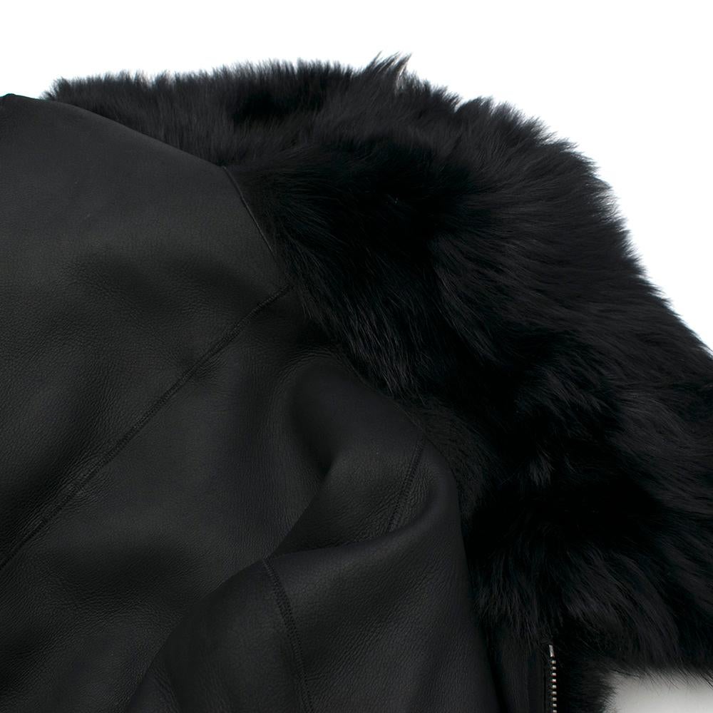 Jil Sander Black Fur Lined Leather Jacket 36 XS For Sale 3
