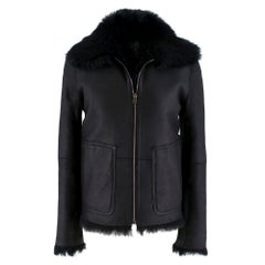 Jil Sander Black Fur Lined Leather Jacket 36 XS