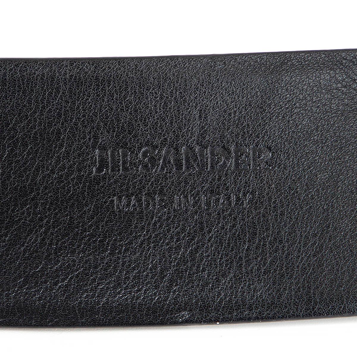 Women's JIL SANDER black glazed leather WIDE WAIST Belt 40 L For Sale