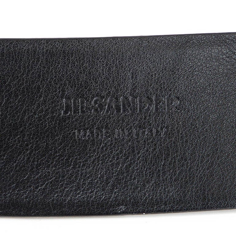 JIL SANDER black glazed leather WIDE WAIST Belt 40 L For  display picture 3