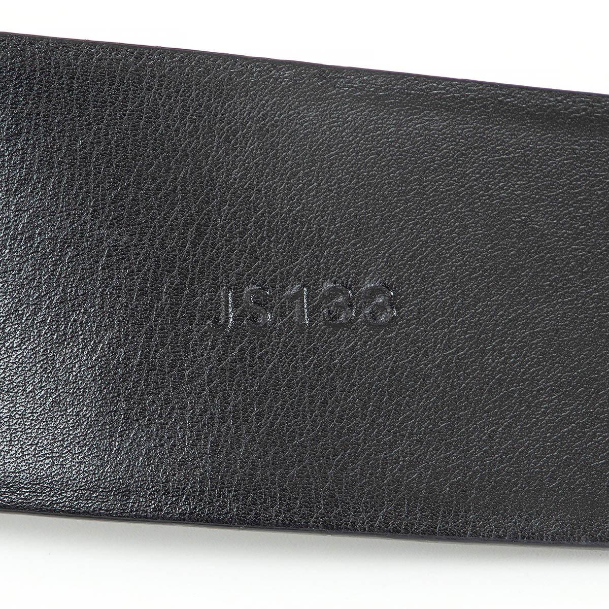 JIL SANDER black glazed leather WIDE WAIST Belt 40 L For Sale 1