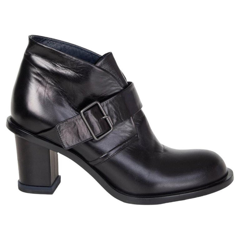 JIL SANDER black leather BUCKLE Ankle Boots Shoes 38 For Sale at 1stDibs