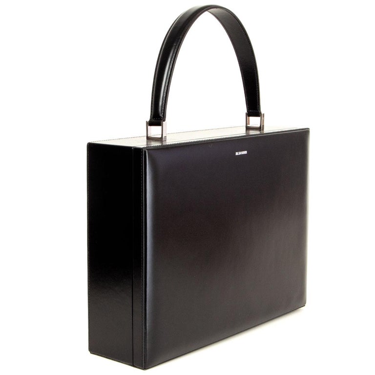 JIL SANDER black leather CASE MEDIUM Shoulder Bag For Sale at 