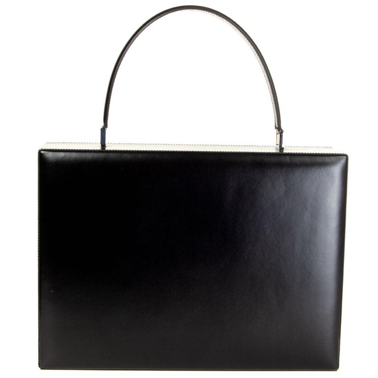 JIL SANDER black leather CASE MEDIUM Shoulder Bag For Sale at 