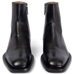 JIL SANDER black leather FLAT ANKLE Boots Shoes 39