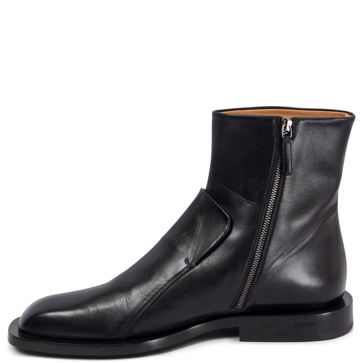 Black JIL SANDER black leather FLAT ANKLE Boots Shoes 39 For Sale