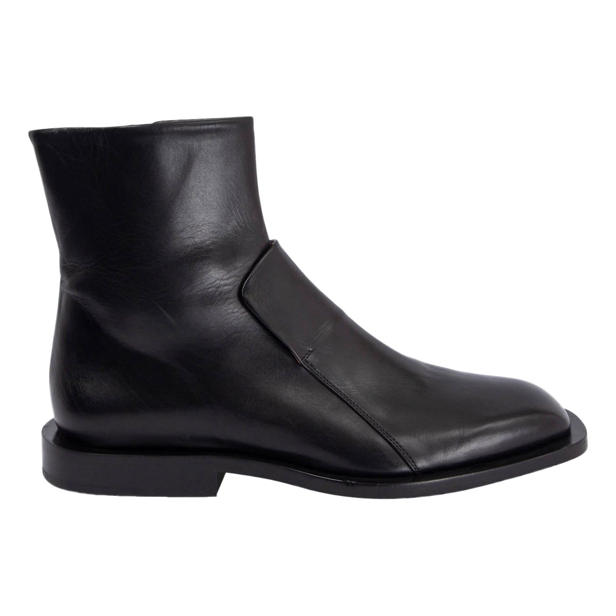 JIL SANDER - Bottes noires en cuir FLAT ANKLE 39