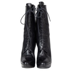 JIL SANDER black leather MID-CALF WEDGE Boots Shoes 38