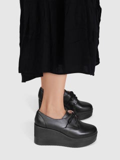 Jil Sander Black Leather Platform Oxford Shoes Size IT 36