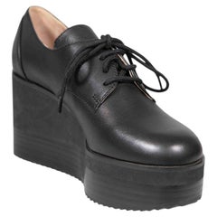 Jil Sander Black Leather Platform Oxford Shoes Size IT 36