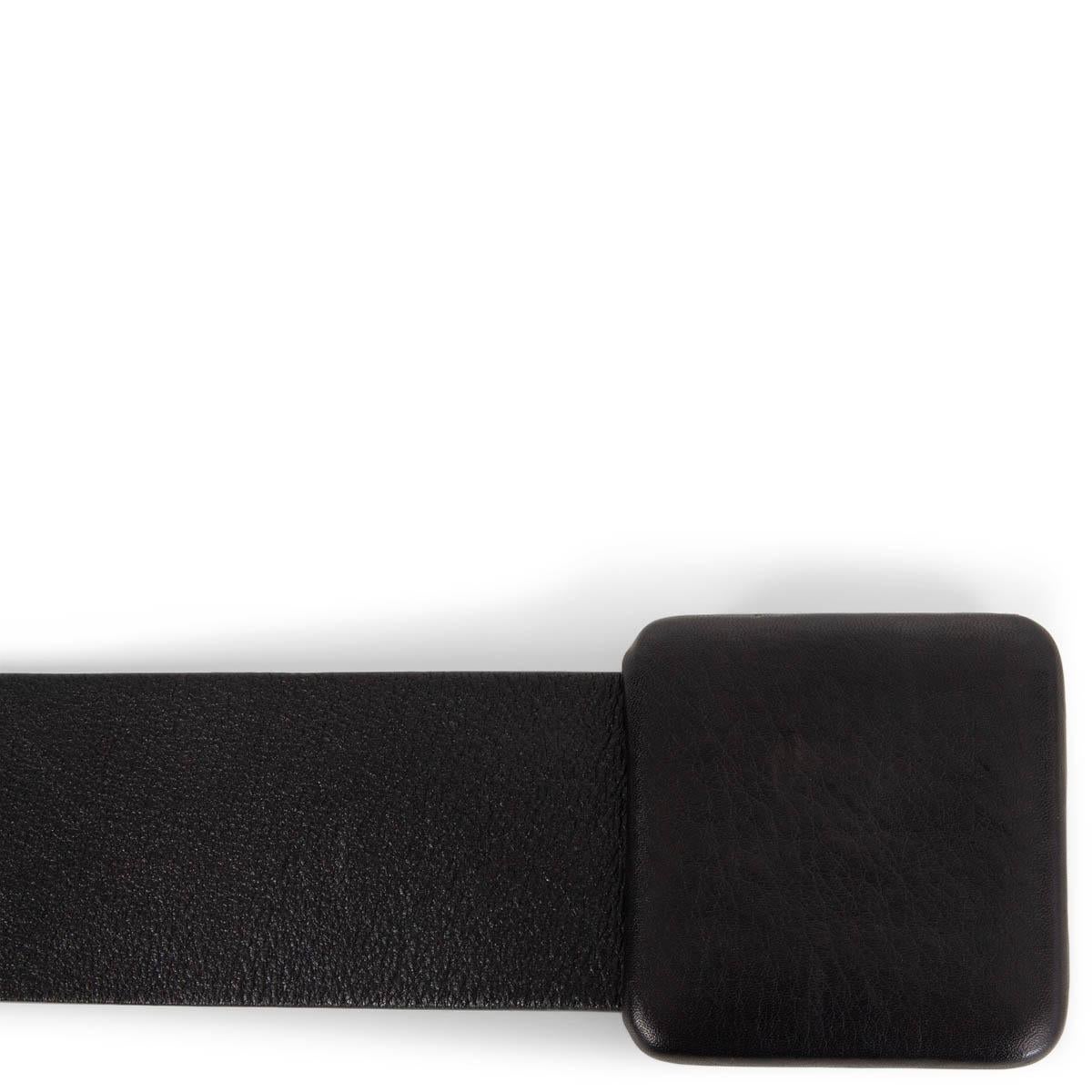 Black JIL SANDER black leather WIDE WAIST Belt 70 For Sale